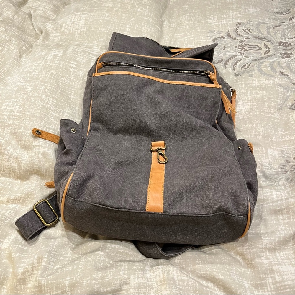 Men's Charcoal and Tan Backpack